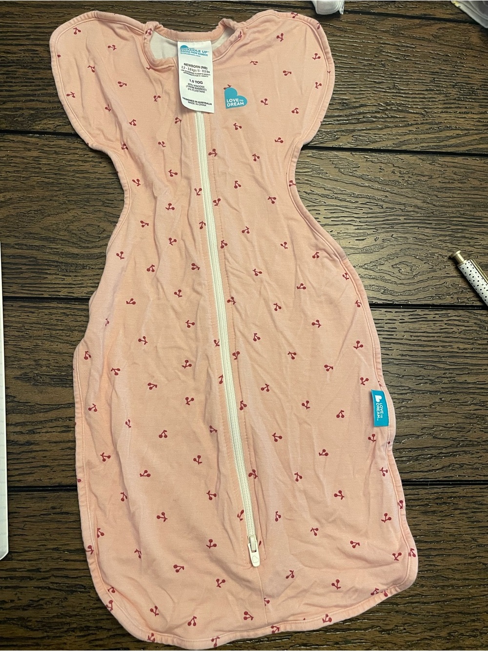 Love to Dream Pink Cherry-Print Swaddle One-Piece